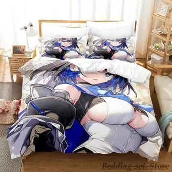 Ouro Kronii Bedding Set Single Twin Full Queen King Size Bed Set Adult Kid Bedroom Duvetcover Sets Anime parure de lit Bed EU Single 135x200cm
