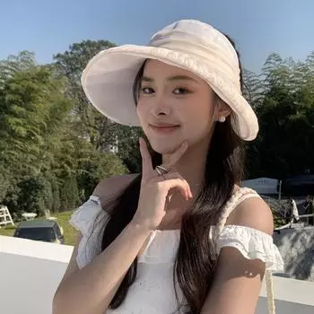 Outdoor 2025 Summer Big Eaves Empty Top Hat Women s Fashion Shade Mesh Bow Sun Hat Breathable Fashion Basin Hat M56-58cm