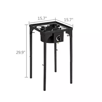 Outdoor Camp Stove High Pressure Propane Gas Cooker Portable Cast Iron Patio Cooking Burner (Single Burner 75000-BTU) United States
