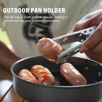 Outdoor Camping Anti-Scald Pot Pan Bowl Gripper Aluminum Alloy Folding Handle Hiking Camping Picnic Barbecue Cooking Cookware серебряный