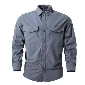 Outdoor Casual Shirt High Elastic Multi-pocket Waterproof Breathable Sun-proof Shirt XS чёрный