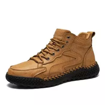 Outdoor Hiking Shoes for Men Autumn Winter Men Ankle Snow Boots Optional Plush Non-slip High Top Casual Shoes Sports Sneakers 41