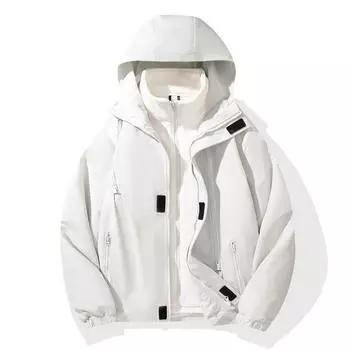 Outdoor jacket autumn and winter plus velvet liner three-in-one two-piece set plus liner thickened windproof hooded jacket for men M