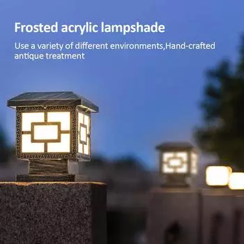 Outdoor LED Solar Stigma Post Cap Lights, Waterproof & 2 Color modes, Lawn Landscape Pillar Head Lamp for Garden, Patio, Pathway