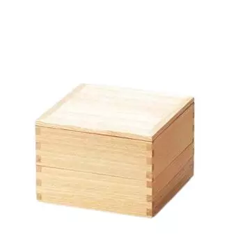 Outdoor Lunch Box Made in Plain Lacquered Ash 50cm Box with Red Interior Perfect for New Eve Feasts J-kitchens (Lunch Box) Japan, Wooden, Two-Tiered