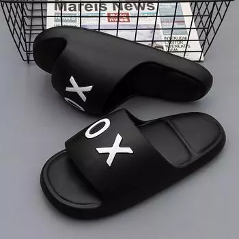 Outdoor Non-Slip Men slippers House Shoes Thick Soft Platform Slide Sandals Men Indoor Shower Bathroom Slipper Casual Shoes 38-39 чёрный