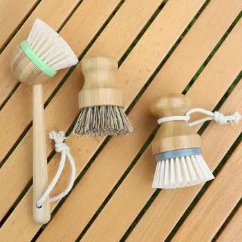 Outdoor Pot Washing Brush Dish Washing Bamboo Seal Head Pot Brush Wooden Dish Washing Brush Home Kitchen Creative Cleaning Brush зелёный
