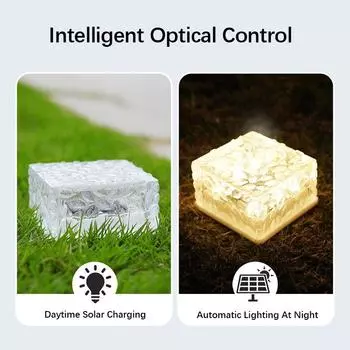 Outdoor Solar Deck LED Lights,Transparent Glass Step Lights,IP65 Waterproof,for Walkway Driveway Stairs Path Garden Yard Patio