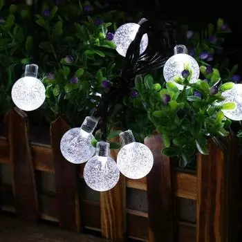 Outdoor Solar String Lights Solar Powered String Lights Waterproof 8 Modes Crystal Ball Lights Solar Fairy Patio Lights 606 Solar 5M 20LED