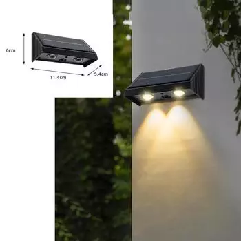 Outdoor Solar Wall Lamp LED Garden Lights Waterproof Light Control Sensor Solar Powered Lamps Villa Yard Balcony Staircase Fence 1pc теплый белый