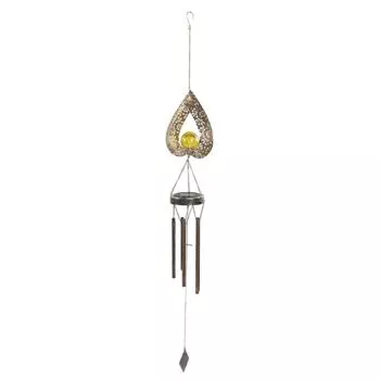 Outdoor Solar Wind Chime Light Hanging Warm LED Mobile Hanging Decorative Patio Lamp Hallow Iron