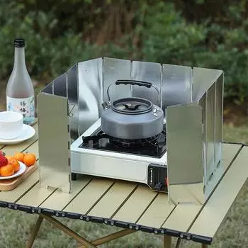 Outdoor Stove Wind Shield Foldable Ultralight Aluminum Alloy Stove Windscreen Camping Supplies BBQ Stove Wind Deflectors