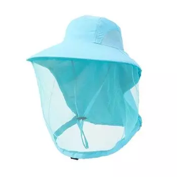 Outdoor Sunscreen Fishing Sun Cap Face Neck Protection Bucket Hat Summer Mosquito Hat Jungle Farm небесно-голубой