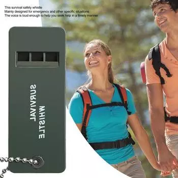 outdoor Survival Whistle 3-Frequency High Decibel Whistle with Keychain for Camping Hiking Emergency Survival equipment tool зелёный