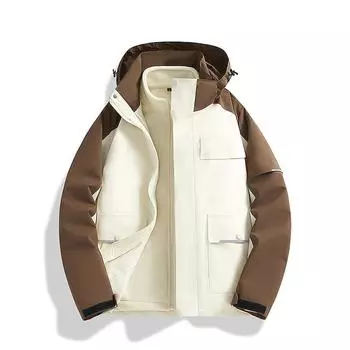 Outdoor Three-in-one Windproof and Waterproof Jacket, Casual Large Size Jacket for Couples, New Style Thickened Work Jacket Trend S
