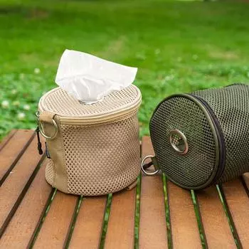 Outdoor Tissue Case Portable Roll Paper Storage Bag with Hook Hanging Napkin Holder Toilet Paper Storage Box for Camping Hiking белый