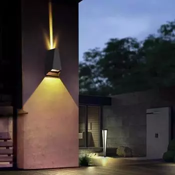 Outdoor Waterproof Wall Lamps Background Wall Up and Down Light Porch Light Exterior Wall Lamp Outdoor Lighting Fixture 8W&Warm White