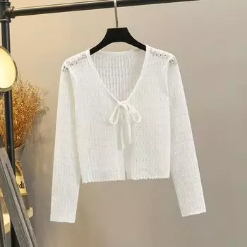 Outer Shawl Thin Top Halter Skirt Ice Silk Cardigan White S