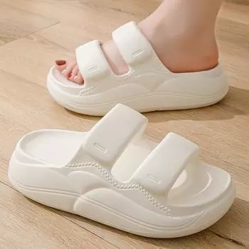 Outer wear thick bottom non-slip indoor cool slippers sandals new summer couple home white beige black pink 36-37 белый