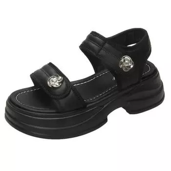 Outer wear Velcro rose sports sandals summer platform round head women s shoes college style hollow sandals women 35
