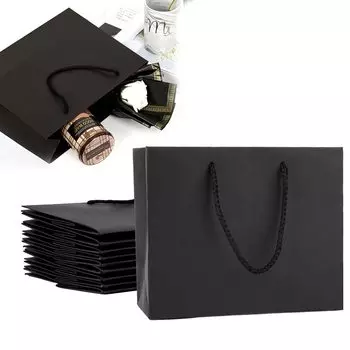 Ouyes Gift Плотные простые бумажные пакеты Набор из 10 штук 22 x 10 x Подарочная коробка Подарочная упаковочная сумка Подходит для всех видов праздничных подарочных упаковочных пакетов,