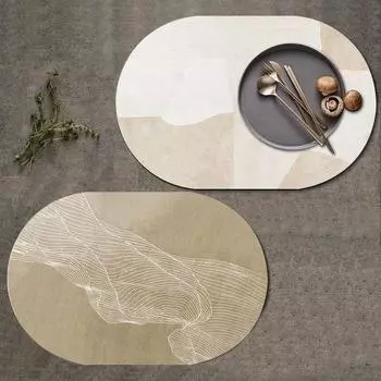 Oval Tableware Placemat Oilproof Drain Mat Anti-Slip Placemat Cup Coffee Place Mats Coaster Table Decoration Kitchen Supplies as show