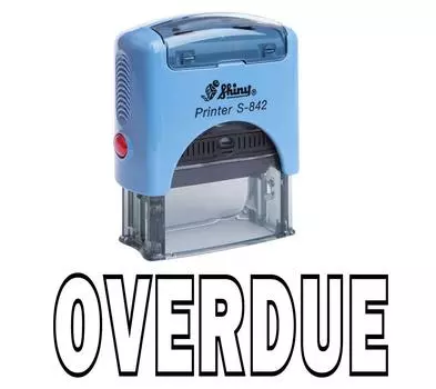 OVERDUE Self Inking Rubber Stamp Office Stationary Custom Shiny Stamp Impression Area 14 mm x 38 mm чёрный