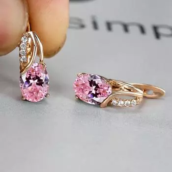 Овальные серьги с голубым цирконом и бриллиантами с покрытием из шампанского золота для свадеб и помолвок