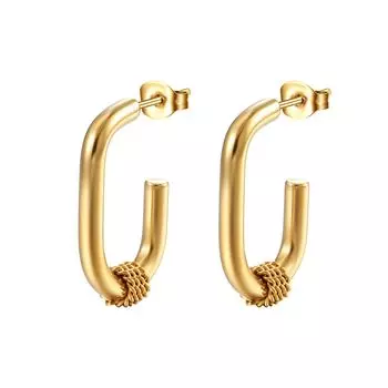 Овальные серьги Wind из нержавеющей стали Simple Trend 18K женские титановые стальные геометрические украшения с пряжкой