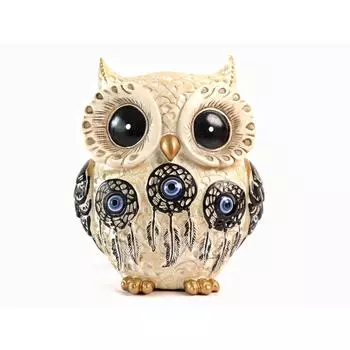 Owl Statue for Good Luck II Aesthetic Resin Owl Art Figure Showpiece Feng Shui & Vastu II Evil Eye II Owl Showpiece for Home Decor 4 Inch