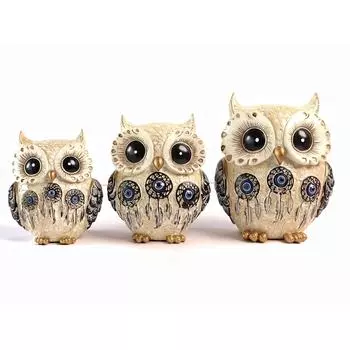 Owl Statue for Good Luck II Aesthetic Resin Owl Art Figure Showpiece Feng Shui & Vastu II Evil Eye II Owl Showpiece for Home Decor