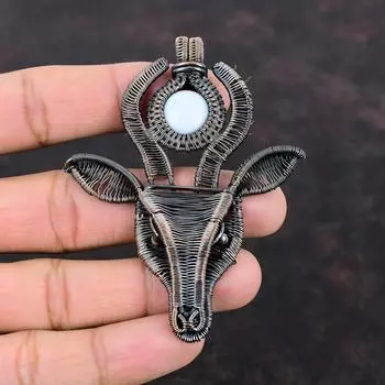 Owyhee Blue Opal Pendant Copper Wire Wrapped Pendant Handmade Cow Face Pendant Gemstone Pendant For Gift Antique Pendant Copper Wire Jewelry