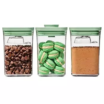 OXO Storage Container Pop Container 3 Piece Set with Scoop Small Square Short Pistachio фисташковый