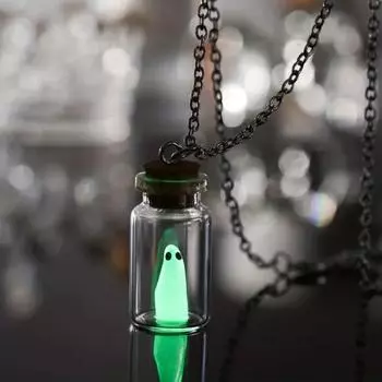 Ожерелье Adopt A Ghost, светящееся в темноте, ожерелье в виде стеклянного флакона-бутылки с подвеской на Хэллоуин красный