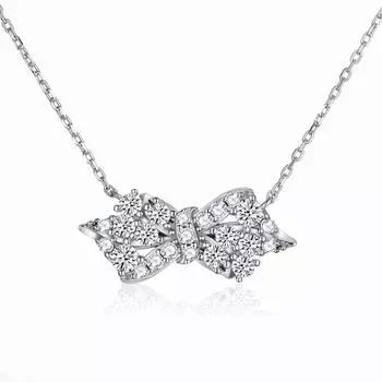 Ожерелье-бантик из стерлингового серебра S925, ожерелье с подвеской High Sense Full Diamond 925 Silver белого золота