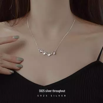 Ожерелье Banyan Tree S925 Silver Four Leaf Clover Love - Двусторонняя цепочка для ношения на ключице Gold белый