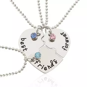 Ожерелье Best Friend Forever and Ever BFF для девочек, подвеска-головоломка в форме сердца для девочек Three-person