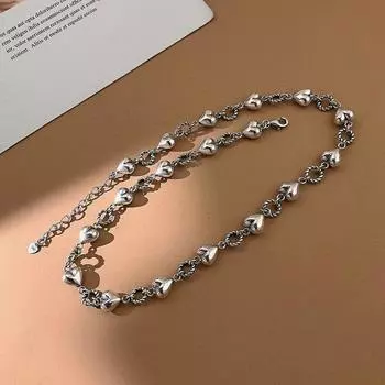 Ожерелье-цепочка из стерлингового серебра 925 пробы на ключицы для женщин, новый тренд, винтажный шарм, ЛЮБОВЬ, сердце, вечерние ювелирные изделия, подарки, аксессуары