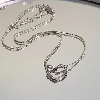 Ожерелье-цепочка в форме сердца на ключицу One Size белый