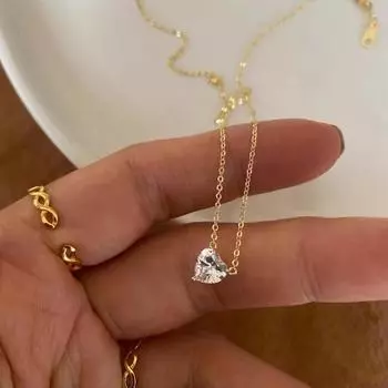Ожерелье Design Sense Loving Heart из циркона для женщин из стерлингового серебра S925 с бриллиантами в форме сердца и супер-блестящей нежной цепочкой на ключицу 925
