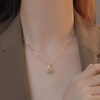 Ожерелье Fubao Hetian Jade Titanium Steel, женское универсальное подвесное ожерелье, роскошная нишевая цепочка на ключицу, модное ожерелье, ювелирные изделия знаменитостей из Интернета