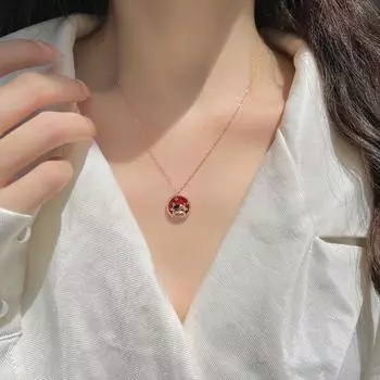 Ожерелье Года Быка для женщин, модное и милое. Круглая брендовая цепочка на ключицу из красного бычьего агата
