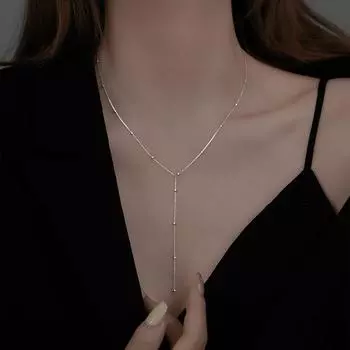 Ожерелье из бисера и цепочки для женщин, простая длинная кисточка, цепочка для ключицы, украшения для вечеринок золотой