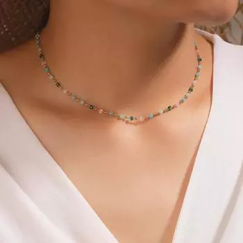 Ожерелье из сплава, бусины, колье, модная цепочка на ключицу 26081-silver
