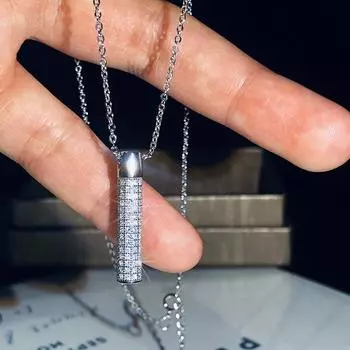 Ожерелье из стерлингового серебра 925 пробы, 45 см, бриллиантовое ювелирное изделие, кулон для женщин, Bijoux Femme Collares Mujer, подвески из розового золота 18 карат с бриллиантами 45cm розового золота