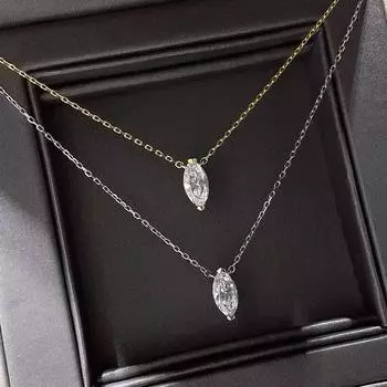 Ожерелье из стерлингового серебра S925 с одним бриллиантом Super Flash Simple, женское, с конским глазом, с цирконием, высококачественная универсальная цепочка для ключицы 925