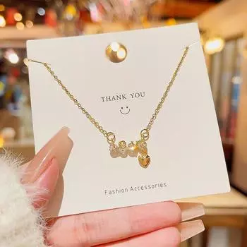 Ожерелье из титановой стали с надписью «LOVE» от Lucky goddess, позолоченное 18 карат, подвеска в виде буквы «LOVE», модная цепочка на ключицу.