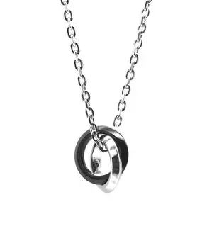 Ожерелье LION HEART Edge Double Ring из нержавеющей стали 316L, 50 см, серебро x черный, LH-1, ожерелье/хирургическое (Металл Гипоаллергенный)
