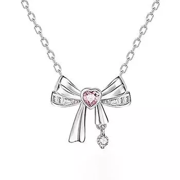 Ожерелье Love Bow для женщин, легкое, роскошное, нишевое, Ins Design, розовая цепочка на шею в форме сердца, с цирконами, цепочка на ключицу, нержавеющая сталь