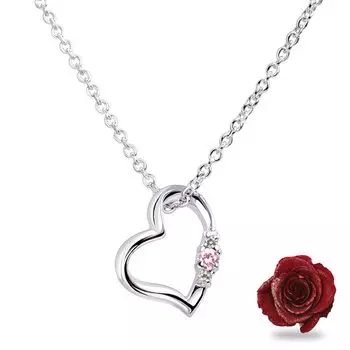 Ожерелье Love Heart Preserved Flower Gift Set Pink Tourmaline October Birthstone Antique Red [Sears] Womens